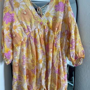 H&M Yellow and Pink Floral Dress